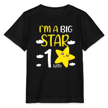 1 Year Old Birthday Girl Gift at A Big Star - Stanley/Stella MINI CREATOR Kids’ T-Shirt - black - Front - Mikhail (115cm)