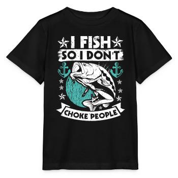 Je pêche pour ne pas étouffer les gens - T-shirt bio MINI CREATOR Stanley/Stella Enfant - noir - Devant - Mikhail (115cm)