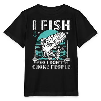 Je pêche pour ne pas étouffer les gens - T-shirt bio MINI CREATOR Stanley/Stella Enfant - noir - Devant - Mikhail (115cm)