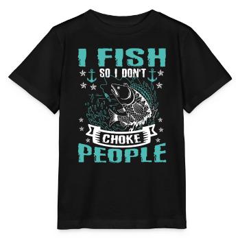 Je pêche donc je n’ai pas de drôle - T-shirt bio MINI CREATOR Stanley/Stella Enfant - noir - Devant - Mikhail (115cm)