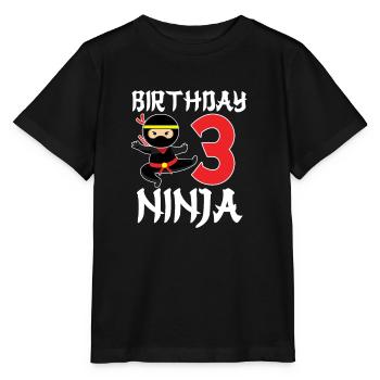 Funny Birthday Ninja 3 years old birthday - Stanley/Stella MINI CREATOR Kids’ T-Shirt - black - Front - Mikhail (115cm)