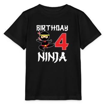 Funny Birthday Ninja 4 years old birthday - Stanley/Stella MINI CREATOR Kids’ T-Shirt - black - Front - Mikhail (115cm)