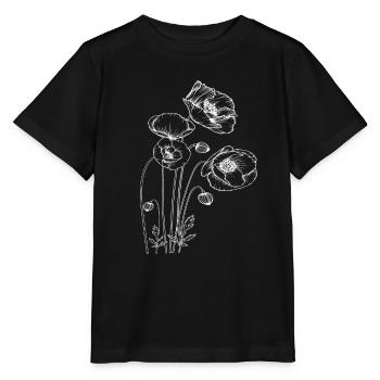 Coquelicot en fleurs blanches Flora Natural - T-shirt bio MINI CREATOR Stanley/Stella Enfant - noir - Devant - Mikhail (115cm)