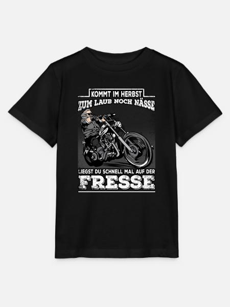Kommt im Herbst die Nässe Lustiges Motorrad Fahrer - Stanley/Stella Kinder T-Shirt MINI CREATOR  - Schwarz
