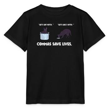La ponctuation sauve des vies I Drôle de grammaire anglaise - T-shirt bio MINI CREATOR Stanley/Stella Enfant - noir - Devant - Mikhail (115cm)