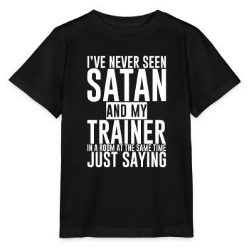 Jamais vu Satan et mon entraîneur dans une salle 4 - T-shirt bio MINI CREATOR Stanley/Stella Enfant - noir - Devant - Mikhail (115cm)