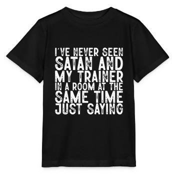 Jamais vu Satan et mon entraîneur dans une salle 3 - T-shirt bio MINI CREATOR Stanley/Stella Enfant - noir - Devant - Mikhail (115cm)