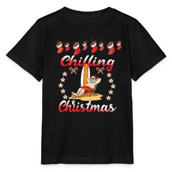 Chilling Christmas Nikolaus Weihnachtsmann Urlaub - Stanley/Stella Kinder T-Shirt MINI CREATOR  - Schwarz - Vorne - Mikhail (115cm)