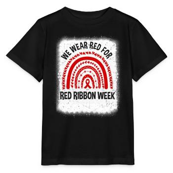 Semaine du ruban rouge Nous portons la sensibilisation à la Semaine du ruban rouge - T-shirt bio MINI CREATOR Stanley/Stella Enfant - noir - Devant - Mikhail (115cm)