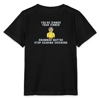 La ponctuation sauve des vies I Drôle de grammaire anglaise - T-shirt bio MINI CREATOR Stanley/Stella Enfant - noir - Devant - Mikhail (115cm)