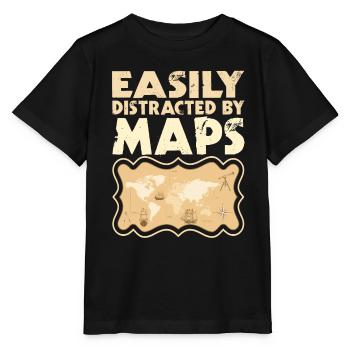 Easily distracted by Maps Geography Mapping - Stanley/Stella MINI CREATOR Kids’ T-Shirt - black - Front - Mikhail (115cm)