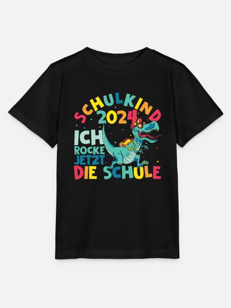 Schulanfang 2024 Dino Schultüte Geschenk für Schul - Stanley/Stella Kinder T-Shirt MINI CREATOR  - Schwarz