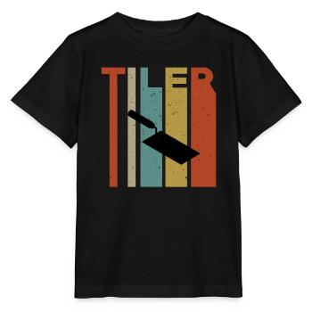 Conception de truelle de carreaux rétro - T-shirt bio MINI CREATOR Stanley/Stella Enfant - noir - Devant - Mikhail (115cm)