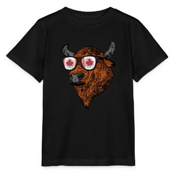 Büffel Geschenk Urlaub Kanada Flagge Kanada - Stanley/Stella Kinder T-Shirt MINI CREATOR  - Schwarz - Vorne - Mikhail (115cm)