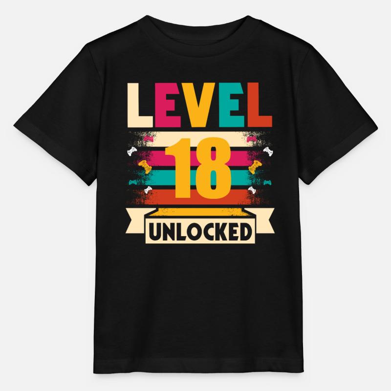 18 Birthday Gift Level 18 Unlocked - Stanley/Stella MINI CREATOR Kids’ T-Shirt - black