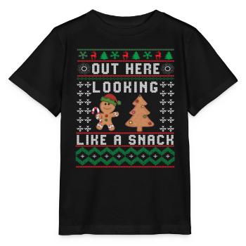 Out Here Looking Like A Snack Christmas Cookie - Stanley/Stella Kinder T-Shirt MINI CREATOR  - Schwarz - Vorne - Mikhail (115cm)