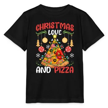 Pizza Junk Food lustiger Spruch Weihnachten, Liebe - Stanley/Stella Kinder T-Shirt MINI CREATOR  - Schwarz - Vorne - Mikhail (115cm)