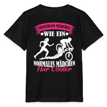 Triathlon Mädchen wie ein normales Mädchen - Stanley/Stella Kinder T-Shirt MINI CREATOR  - Schwarz - Vorne - Mikhail (115cm)