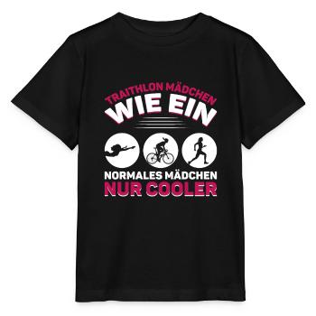 Triathlon Mädchen wie ein normales Mädchen - Stanley/Stella Kinder T-Shirt MINI CREATOR  - Schwarz - Vorne - Mikhail (115cm)