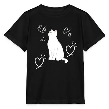 Katze Liebe Herz Kätzchen Kinder - Stanley/Stella Kinder T-Shirt MINI CREATOR  - Schwarz - Vorne - Mikhail (115cm)