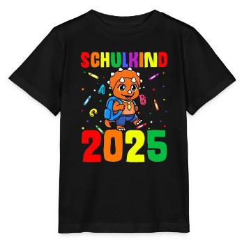 Schulkind 2025 - Dino Design Schule Schulanfang Er - Stanley/Stella Kinder T-Shirt MINI CREATOR  - Schwarz - Vorne - Mikhail (115cm)