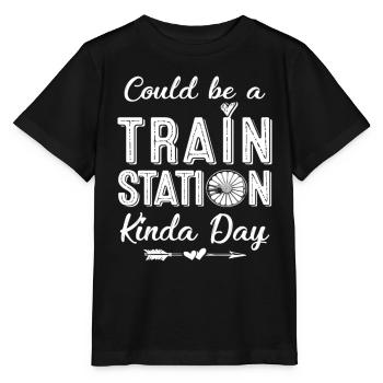 Could Be A Train Station Kinda Day - Stanley/Stella Kinder T-Shirt MINI CREATOR  - Schwarz - Vorne - Mikhail (115cm)