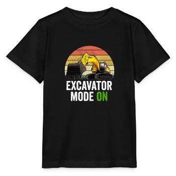 Excavator Excavator Excavator Construction Site Road Construction - Stanley/Stella MINI CREATOR Kids’ T-Shirt - black - Front - Mikhail (115cm)