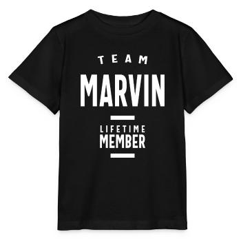 Team Marvin Lifetime Member Personalisierter Name - Stanley/Stella Kinder T-Shirt MINI CREATOR  - Schwarz - Vorne - Mikhail (115cm)