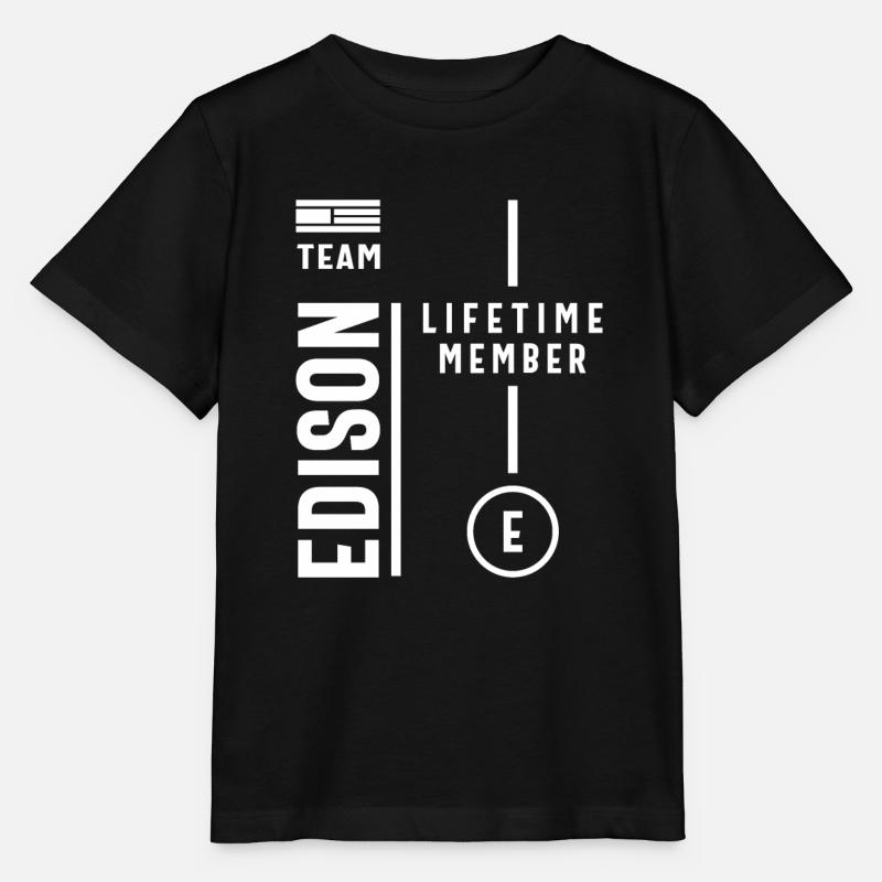 Team Edison Lifetime Member Personalisierter Name - Stanley/Stella Kinder T-Shirt MINI CREATOR  - Schwarz