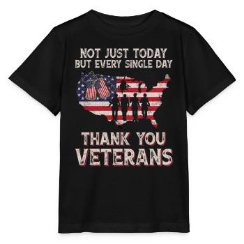 Not Just Today But Every Single Thank You Veterans - Stanley/Stella Kinder T-Shirt MINI CREATOR  - Schwarz - Vorne - Mikhail (115cm)