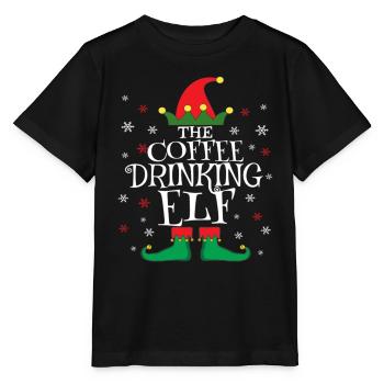 Famille Elfe buveur de café Matching Noël - T-shirt bio MINI CREATOR Stanley/Stella Enfant - noir - Devant - Mikhail (115cm)