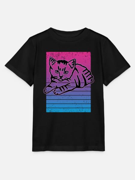 Retro Katze Grafik Katze für Katzenbesitzer - Stanley/Stella Kinder T-Shirt MINI CREATOR  - Schwarz