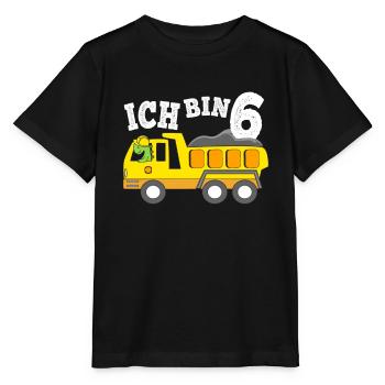 6 Jahre Jungen Geburtstagsgeschenk Dino Kipplaster - Stanley/Stella Kinder T-Shirt MINI CREATOR  - Schwarz - Vorne - Mikhail (115cm)