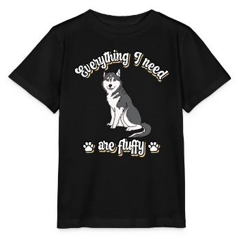 Everything I need are fluffy süßes Hunde Grey - Stanley/Stella Kinder T-Shirt MINI CREATOR  - Schwarz - Vorne - Mikhail (115cm)