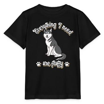 Everything I need are fluffy süßes Hunde Grey - Stanley/Stella Kinder T-Shirt MINI CREATOR  - Schwarz - Vorne - Mikhail (115cm)