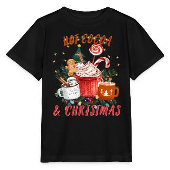 Chocolat chaud et café vintage Joyeux Noël - T-shirt bio MINI CREATOR Stanley/Stella Enfant - noir - Devant - Mikhail (115cm)