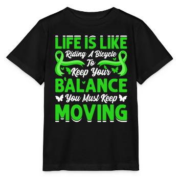 Life Is Like Riding A Bicycle - Stanley/Stella Kinder T-Shirt MINI CREATOR  - Schwarz - Vorne - Mikhail (115cm)