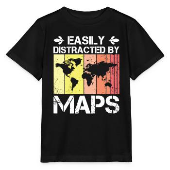 Facilement distrait par les cartes Carte de professeur de géographie - T-shirt bio MINI CREATOR Stanley/Stella Enfant - noir - Devant - Mikhail (115cm)