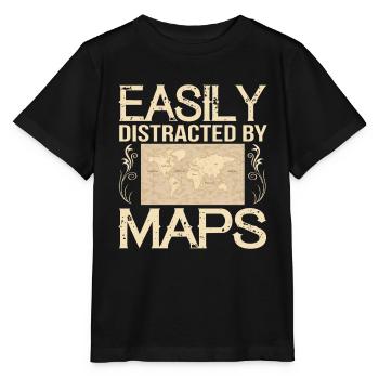 Facilement distrait par les cartes Carte de professeur de géographie - T-shirt bio MINI CREATOR Stanley/Stella Enfant - noir - Devant - Mikhail (115cm)