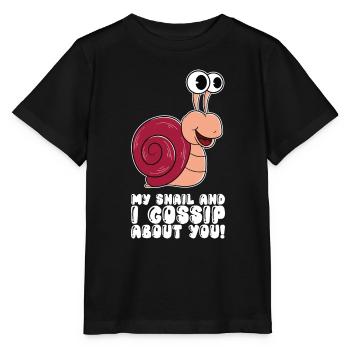 My snail and I gossip about you - Stanley/Stella MINI CREATOR Kids’ T-Shirt - black - Front - Mikhail (115cm)