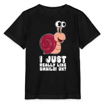 I just like snails very much - Stanley/Stella MINI CREATOR Kids’ T-Shirt - black - Front - Mikhail (115cm)