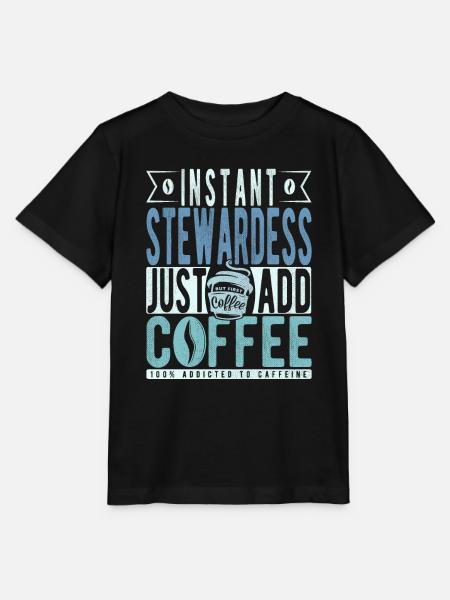 Stewardess Kaffee Spruch - Stanley/Stella Kinder T-Shirt MINI CREATOR  - Schwarz
