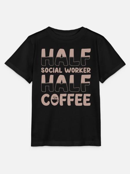 Halb Sozialarbeiter Halb Kaffee - Stanley/Stella Kinder T-Shirt MINI CREATOR  - Schwarz