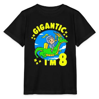 8 Years Old Birthday Knight Dragon 8th B-Day Party - Stanley/Stella MINI CREATOR Kids’ T-Shirt - black - Front - Mikhail (115cm)