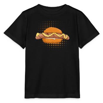 Bratwurst mit Senf im Brötchen Grillen - Stanley/Stella Kinder T-Shirt MINI CREATOR  - Schwarz - Vorne - Mikhail (115cm)