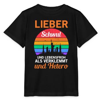 Regenbogen Lieber Schwul Und Lebensfroh Gay Pride - Stanley/Stella Kinder T-Shirt MINI CREATOR  - Schwarz - Vorne - Mikhail (115cm)