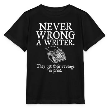 Auteur de livres drôles | Ne jamais se tromper un écrivain - T-shirt bio MINI CREATOR Stanley/Stella Enfant - noir - Devant - Mikhail (115cm)