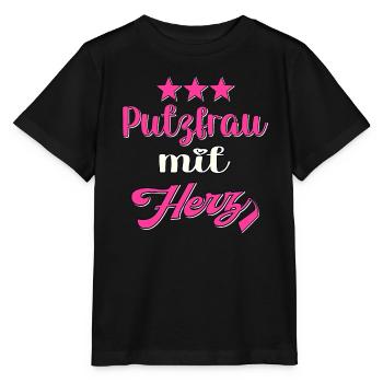 Putzfee Putzfrau mit Herz Putzen Reinigungskraft - Stanley/Stella Kinder T-Shirt MINI CREATOR  - Schwarz - Vorne - Mikhail (115cm)