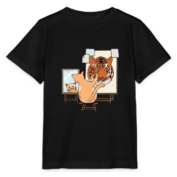 Bildende Kunst Katze Malen Gemälde - Stanley/Stella Kinder T-Shirt MINI CREATOR  - Schwarz - Vorne - Mikhail (115cm)