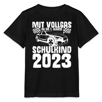 Mit Vollgas in die 1. Klasse, Schulkind 2023 - - Stanley/Stella Kinder T-Shirt MINI CREATOR  - Schwarz - Vorne - Mikhail (115cm)